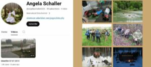 links: Schallers Youtube-Kanal mit Link zu Peter Wörners Survivaltrainings und dem Video vor seinem Haus; rechts: Werbefotos von Wörners Trainings von dessen Webseite